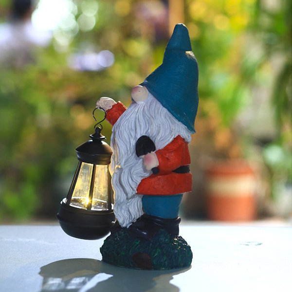 Solar-Powered Gnome Lantern Decor - Outdoor Garden - Festive