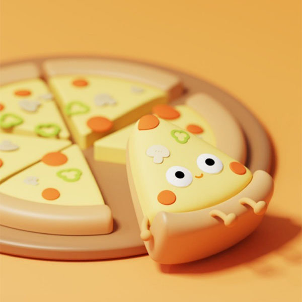 Cartoon Pizza Night Light - Squeeze Sensor - Time-Delayed Shut-Off - Soothing Nighttime
