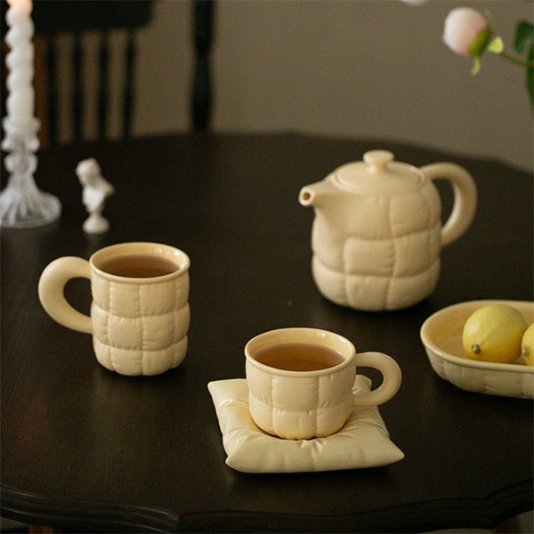 Modern Ceramic Mug Creative Pillow Coaster Decor Afternoon Tea Cup and  Saucer Set Office Desktop Coffee Cups Home Decoration
