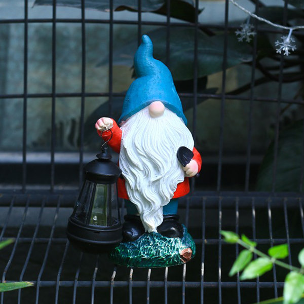 Solar-Powered Gnome Lantern Decor - Outdoor Garden - Festive