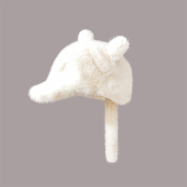 Cuddly Bear Ears Plush Baseball Cap - Whimsical Warmth - Fun