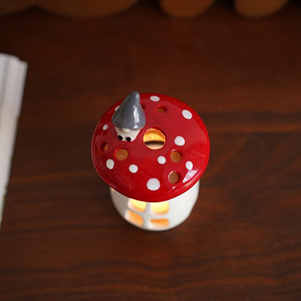 VTG Lot Of 3 Red Cap & White Dot Painted Mushroom Candles Glazed -READ