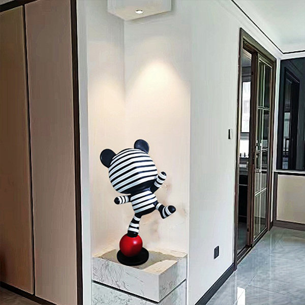 Playful Acrobat Bear Dynamic Decor - Bold Stripes - Artistic Statement -  ApolloBox