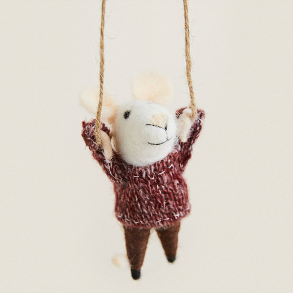 Christmas Knitted Mouse Ornament - Wool - Cartoon Adorable