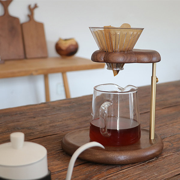 Solid Wood Pour-Over Coffee Stand - Artisan Crafted - Modern