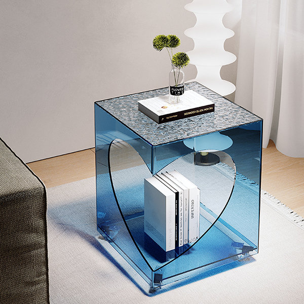 Acrylic Heart Side Table - Rounded Corners - Easily Movable