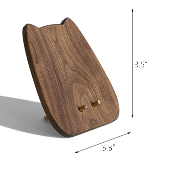 Black Walnut Wood Phone Stand - Cat Design - Handcrafted Elegance