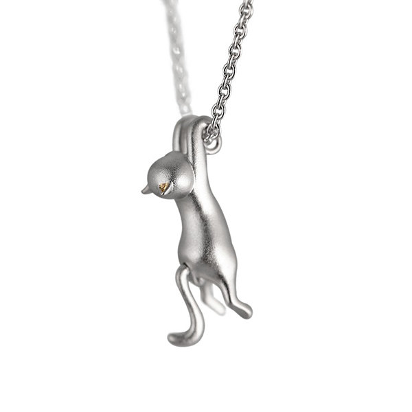 Silver Cat Necklace - ApolloBox