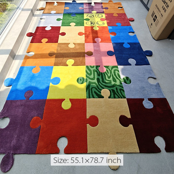 Jigsaw Puzzle Carpet - Polyester - White - Brown - 2 Sizes from Apollo Box
