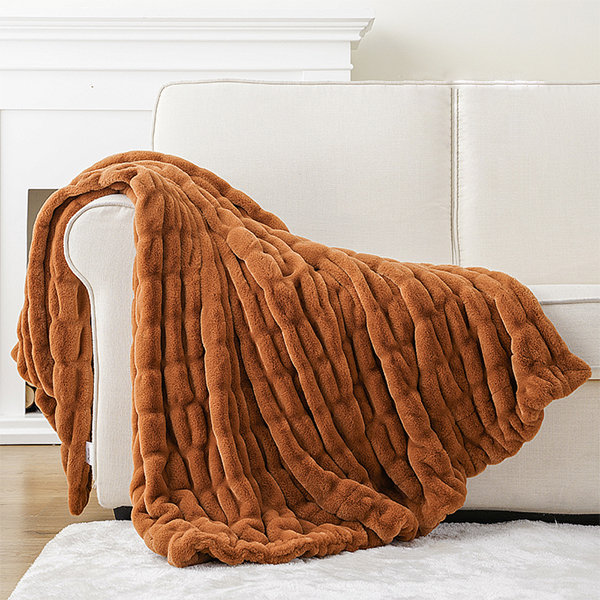 Orange faux fur online blanket