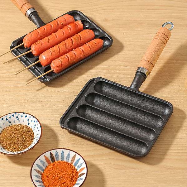 Cast Iron Sausage Grilling Pan - Gourmet Cooking - Rustic Kitchen