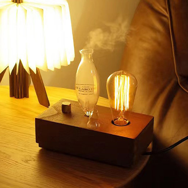Vintage Aroma Diffuser - Ambient Lighting - Natural Wood Elegance
