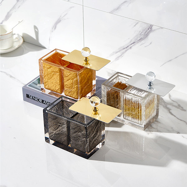 Transparent Toothpick And Cotton Swab Box - Two-in-One Organizer - Ripple Design