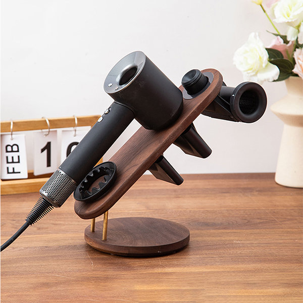 Elegant Wooden Hair Dryer Stand - Functional Beauty - Simplify