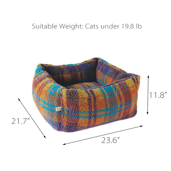 Colorful Plaid Christmas Cat Bed - Cozy Feline Haven - Festive Comfort