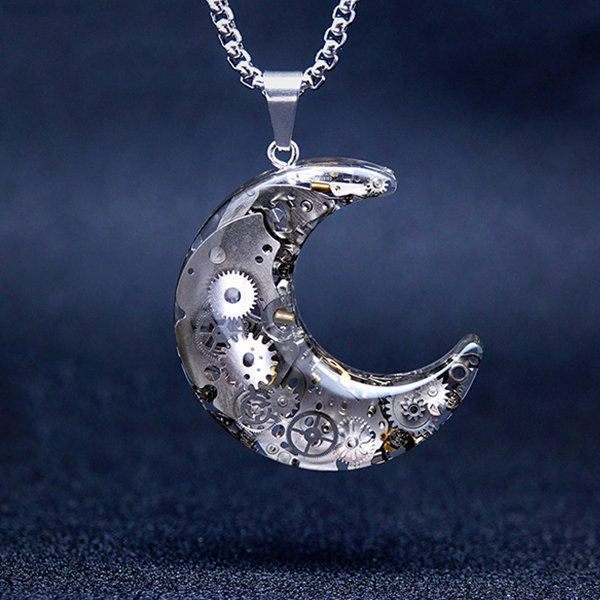 Sparkling Blue Moon & Stars Heart Necklace | Sterling silver | Pandora US