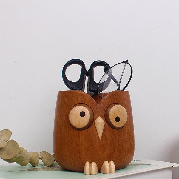 Owl Pen Holder - Whimsical Desk Organizer - Woodland Charm - ApolloBox