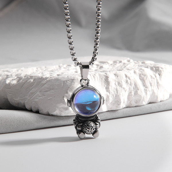 Vintage Large Sterling Silver Rainbow Moonstone Pendant - Yourgreatfinds