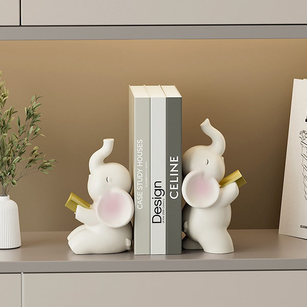 Creamy Elephant Bookends - Home Essential - Vividly Styled