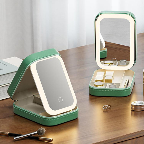 Makeup Mirror and Storage Case Combo - Compact and Delicate - Conveniently Portable