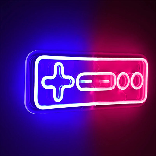 Gaming Controller Neon Wall Light - Vibrant Decor - Nighttime Glow