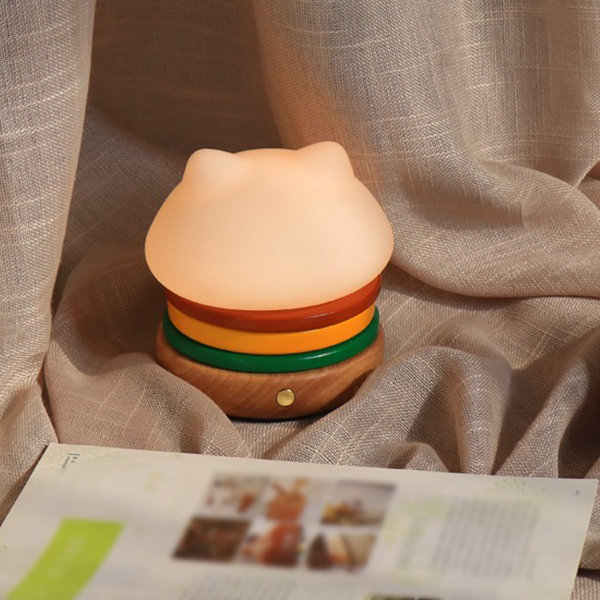 Hamburger Cat Lamp - Whimsical Illumination - Playful Decor image