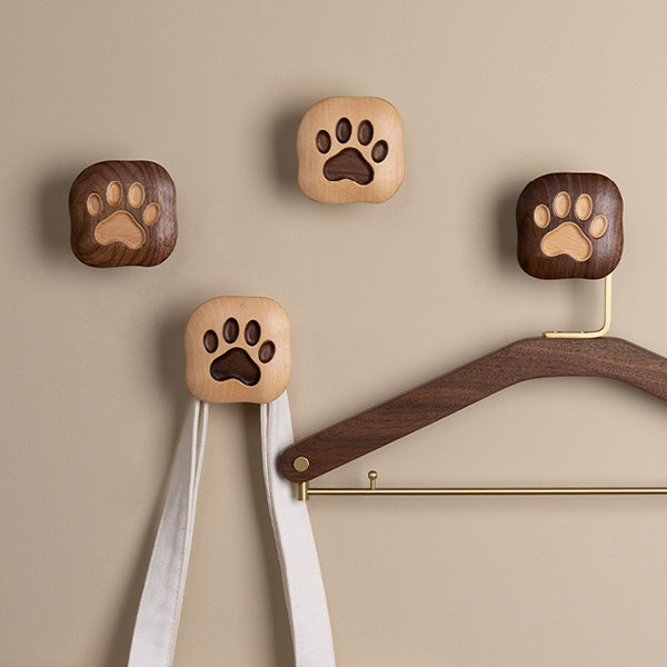 Cute Cat Hanging Shelf - With Hooks - Soild Wood - ApolloBox