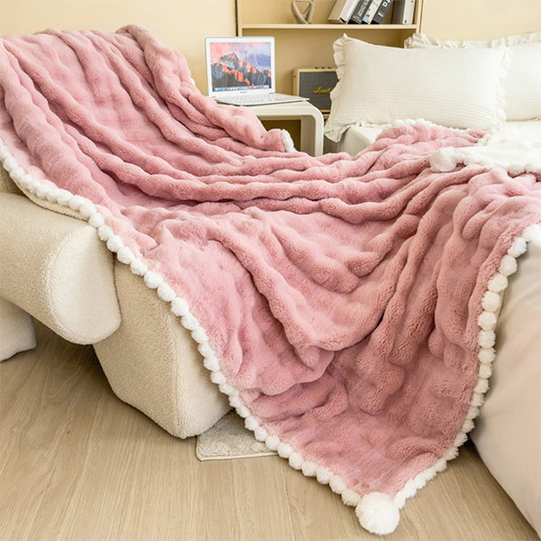 Pom Pom Fleece Blanket Luxurious Warmth Cozy Home Essential from Apollo Box