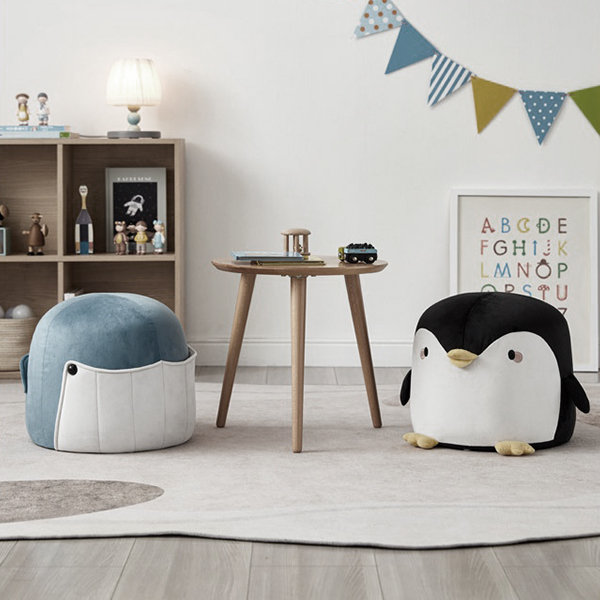 Cute Animal Wood Ottoman - Whale - Penguin - Fun Design