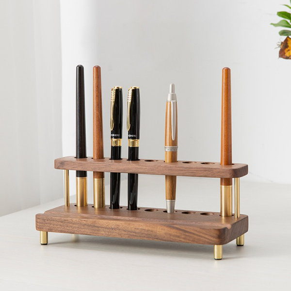 Dual-Function Walnut Wood Pen Holder - Versatile as Pen Stand and Phone ...