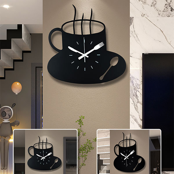 Coffee Cup Wall Clock - Artistic Timepiece - Creative Design - ApolloBox