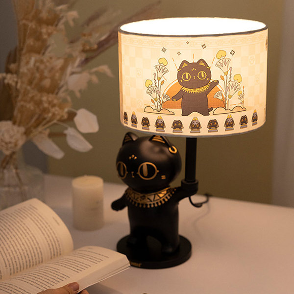 Cat lamp light table lamp lampshade hand made and hand painted in Europe 2024 art cat lamp lamp lamp light table lamp artwork artwork