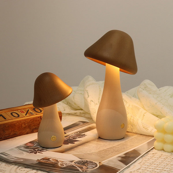 Solid Wood Mushroom Lamps - Cozy Glow - Nature-Inspired Design