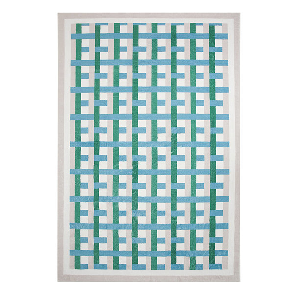 Checkerboard Pattern Rug - Classic Flooring Choice - Blue - Green ...