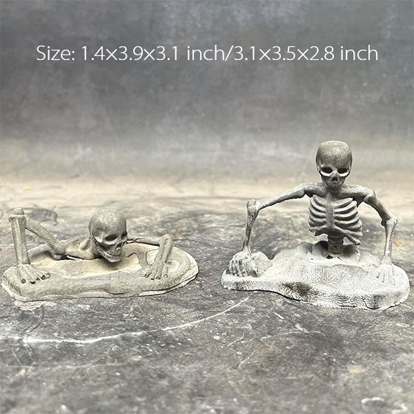 HOT Resin Skeleton Decor Fishing Skeleton Adornment Garden Fishing Skeleton