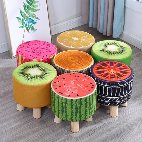 Creative Fruit Shoe Ottoman - Sponge - Wood - Orange - Kiwi - 4 Patterns