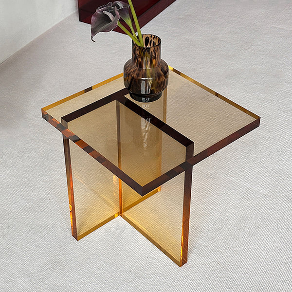 Block Table - Acrylic - Pink - Brown - ApolloBox