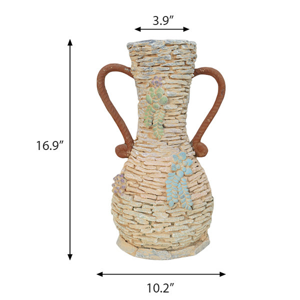 Rustic Double-Handled Vase - Brick Wall Design - Elegant Curves - ApolloBox